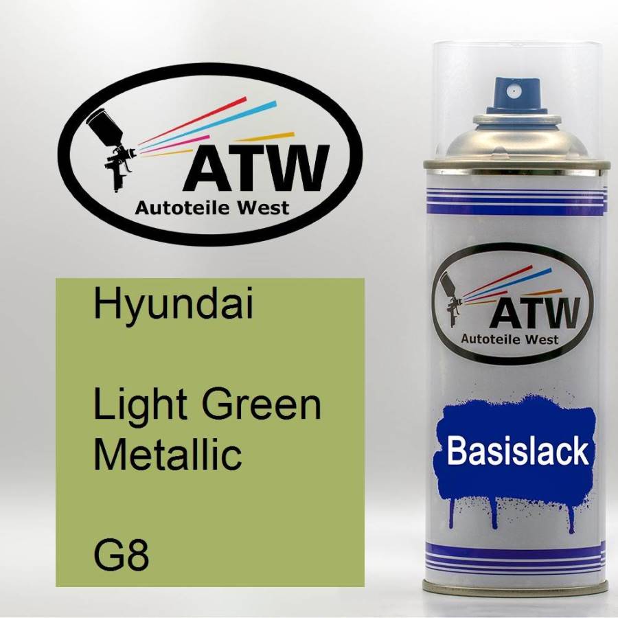 Hyundai, Light Green Metallic, G8: 400ml Sprühdose, von ATW Autoteile West.